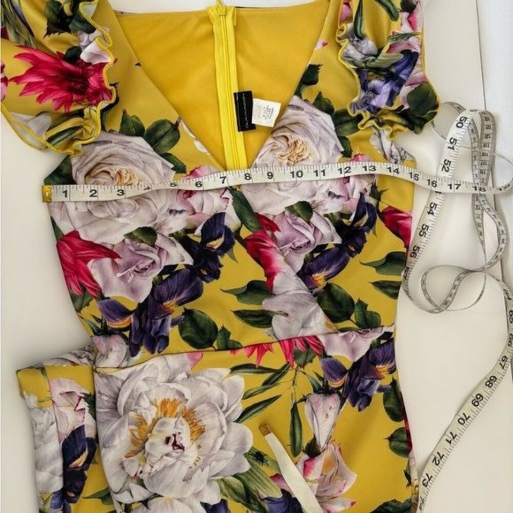 Glamazon Dress Small Colorful Floral Ruffle Bodycon Coquette Tropical Romantic - Picture 5 of 12